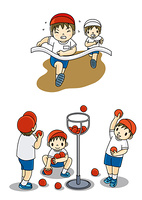 運動会でフォークダンスを踊る小学生と騎馬戦の男の子 の画像素材 イラスト素材ならイメージナビ
