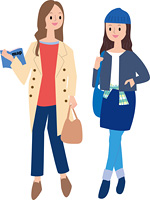 並んで歩く若い女性２人 の画像素材 イラスト素材ならイメージナビ