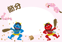 金棒を持って踊る節分の青鬼と赤鬼 の画像素材 イラスト素材ならイメージナビ