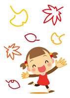 紅葉と女の子 の画像素材 イラスト素材ならイメージナビ