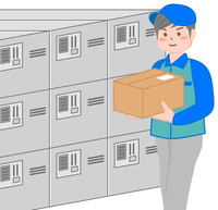 宅配ボックスに荷物を入れる配達員 の画像素材 イラスト素材ならイメージナビ