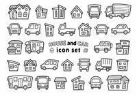 一軒家と車の正面図カラー地面あり 洋風とモダン の画像素材 イラスト素材ならイメージナビ