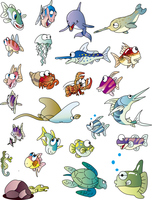 海の生き物イラスト集 02 の画像素材 イラスト素材ならイメージナビ