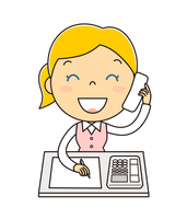 電話対応をしているオフィスの女性 イラスト クリップアート の画像素材 イラスト素材ならイメージナビ