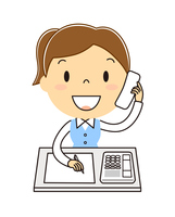 電話対応をしているオフィスの女性 イラスト クリップアート の画像素材 イラスト素材ならイメージナビ