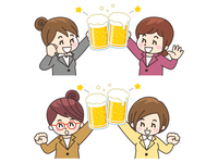 ビールで乾杯する女性のイラスト の画像素材 イラスト素材ならイメージナビ