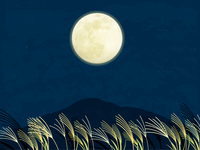 月見 満月とススキの和柄風景イラスト の画像素材 イラスト素材ならイメージナビ
