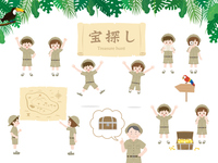 探検隊 お宝を発見する子供達のイラスト の画像素材 イラスト素材ならイメージナビ