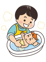 ママと赤ちゃん 沐浴 の画像素材 イラスト素材ならイメージナビ