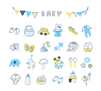 赤ちゃん用品 ベビー用雑貨のイラストセット の画像素材 イラスト素材ならイメージナビ