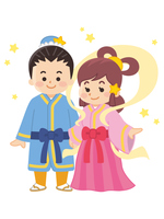 七夕の織姫と彦星のシルエットイラスト の画像素材 イラスト素材ならイメージナビ