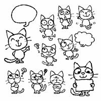 色々なポーズと表情のねこのゆるキャライラスト の画像素材 イラスト素材ならイメージナビ